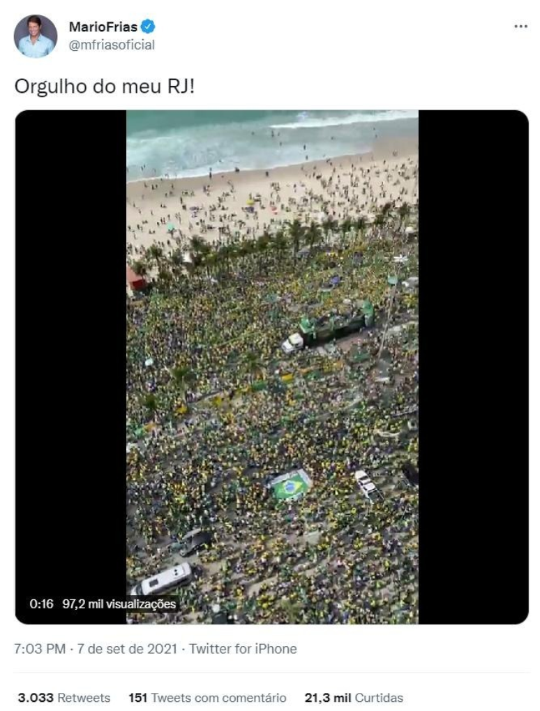 Vídeo mostra 7 de Setembro no Rio de Janeiro, não manifestação recente em  Fortaleza