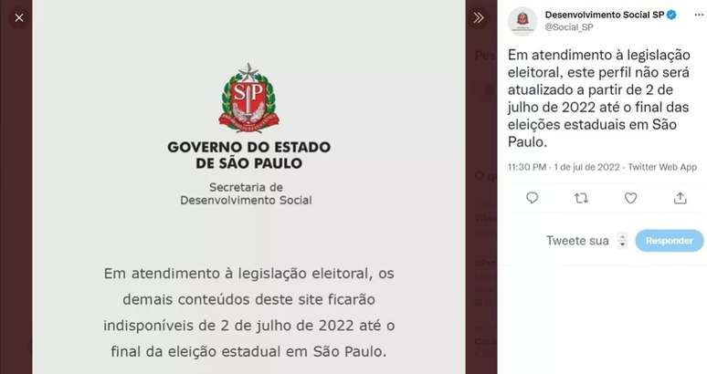 Perfil nas redes sociais do Governo de São Paulo não serão atualizados em período pré-eleitoral