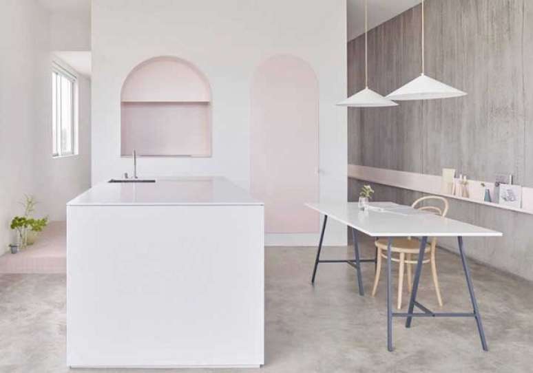 23. Corian branca para ilha de cozinha &ndash; Foto BoardGrove Architects