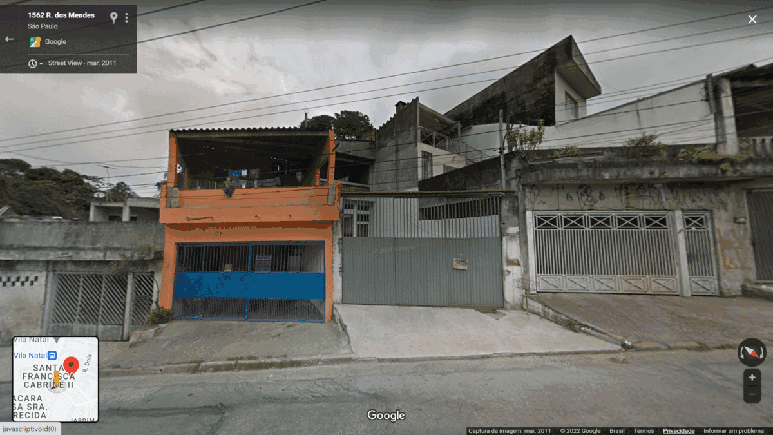 Rua dos Mendes em 2011 e 2019, pelo Google Street View, e em fotografia de junho de 2022, por Matheus Souza