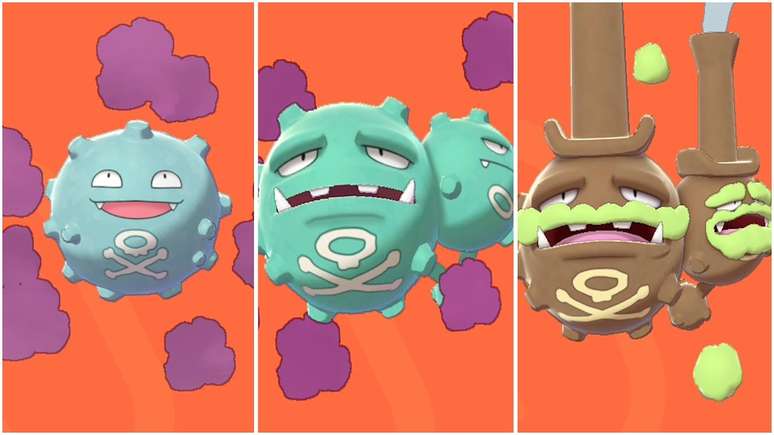 Koffing, Weezing e Galarian Weezing são críticas à poluição. (Imagem: Reprodução/YouTube/PIMPNITE/The Pokémon Company)