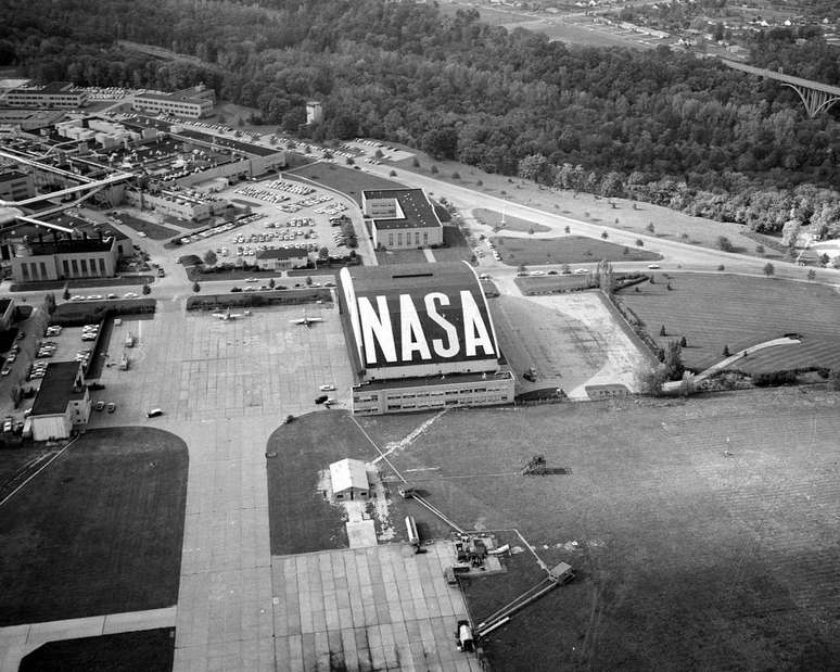 Vista aérea das primeiras instalações da Nasa em 1958