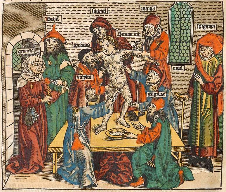 Xilogravura de 1493 de Sim&atilde;o de Trento, um menino italiano cuja morte foi atribu&iacute;da aos l&iacute;deres da comunidade judaica da cidade