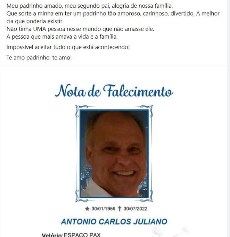 Familiares lamentaram a morte do advogado agredido durante um show