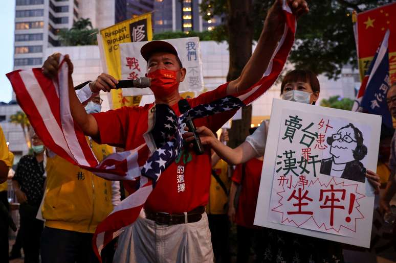 Protesto contra visita de Nancy Pelosi em Taiwan 