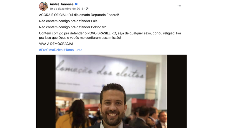 Em postagem de 2018, Janones prometia que não defenderia Lula ou Bolsonaro