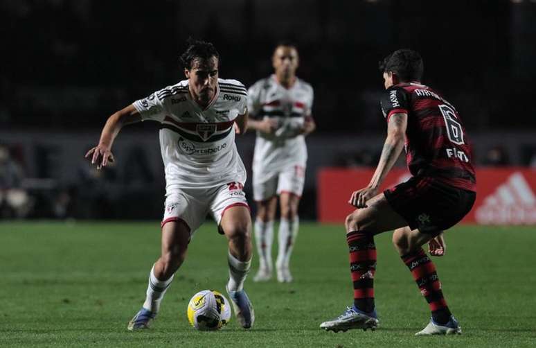 Igor Gomes durante a partida contra o Flamengo, no sábado, no Morumbi (Foto: Rubens Chiri/São Paulo FC)