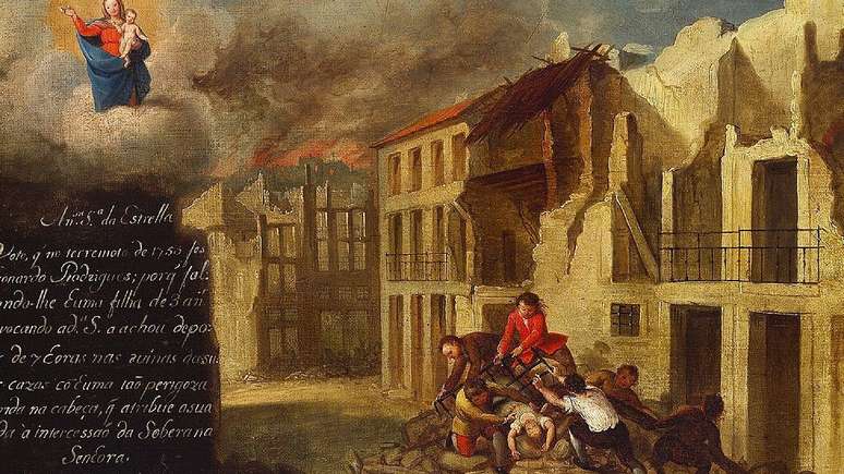 Imagem de ex-voto retrata o resgate de um menino de tr&ecirc;s anos e Nossa Senhora da Estrela