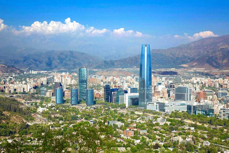 O skyline de Santiago.