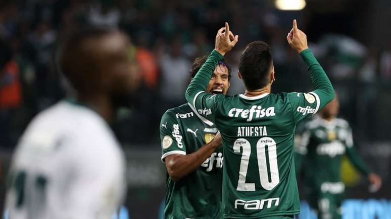 Atuesta marca primeiro gol pelo Palmeiras e tenta se manter em alta (Foto: Cesar Greco/Palmeiras)