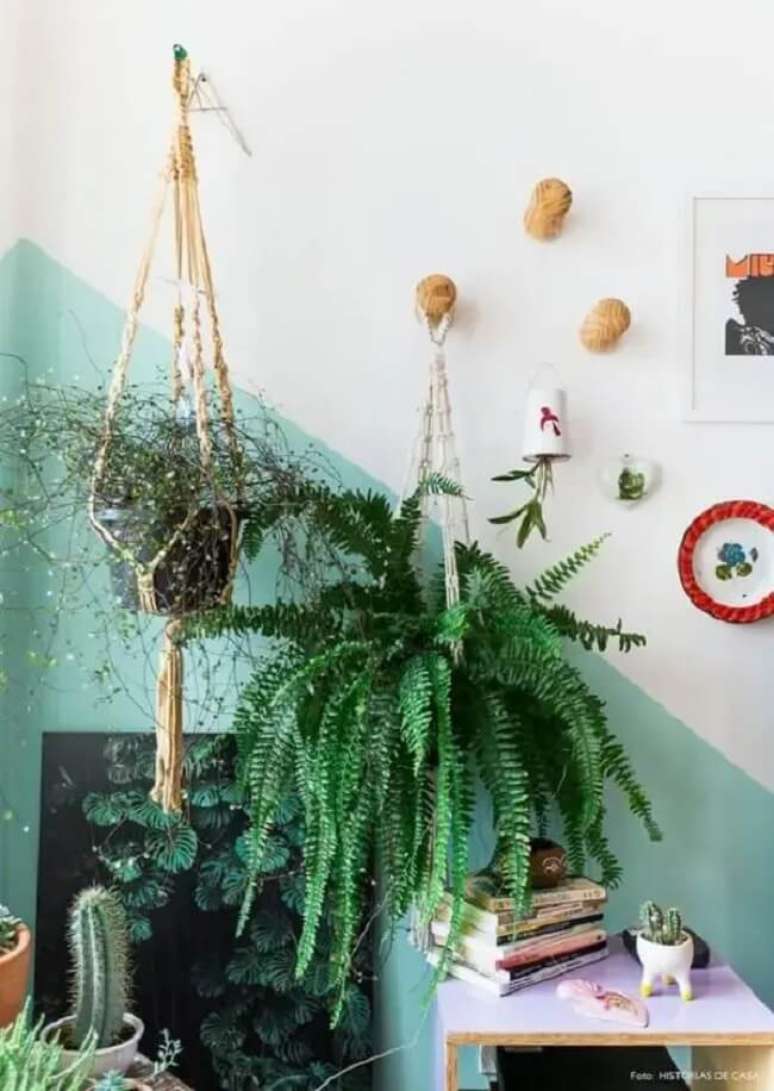 9. Traga um pouco da natureza para dentro de casa incluindo samambaia americana na decoração. Fonte: Histórias de Casa