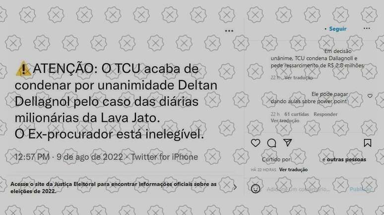 Publicação engana ao dizer que condenação do TCU torna Dallagnol inelegível