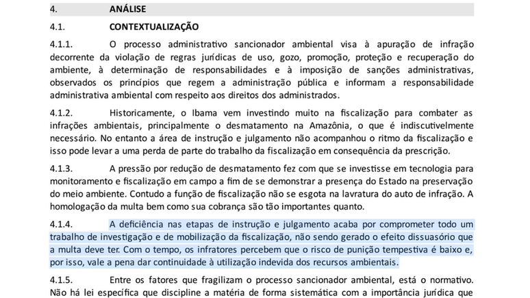 Documento interno do Ibama reconhece problemas que levam à prescrição das multas