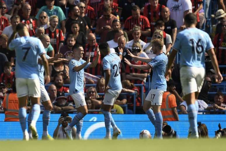 Manchester City goleou o Bournemouth pela Premier League (OLI SCARFF / AFP)