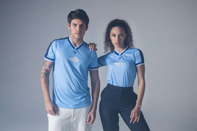 Camisa Feminina Jogo 1 CSA Azul e Branca 2023 Volt