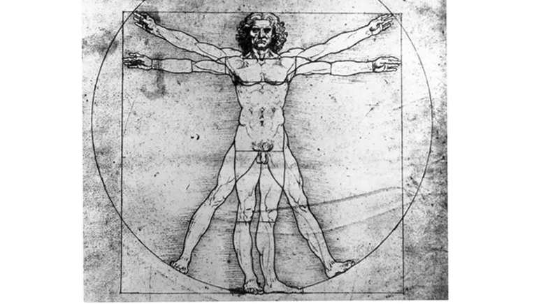 As proporções perfeitas da forma humana no desenho de Leonardo da Vinci