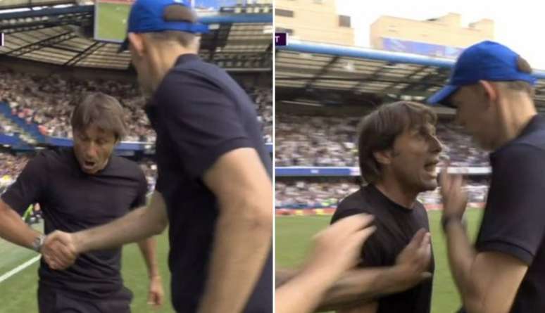 Tuchel e Conte se estranharam durante e após a partida (Foto: Reprodução/ESPN)