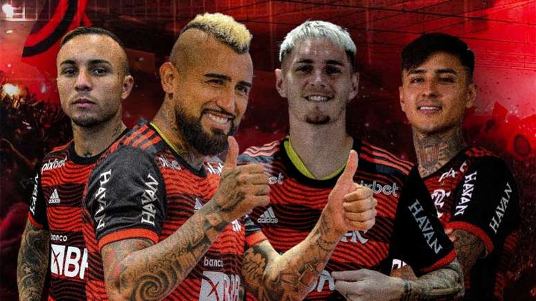 Flamengo teve reforços importantes na janela de transferências (Montagem: Pedro Picanço / LANCE!)