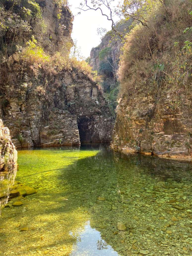 A recompensa era essa lagoa de águas esverdeadas que, por causa da refração, parece mais rasa do que realmente é.