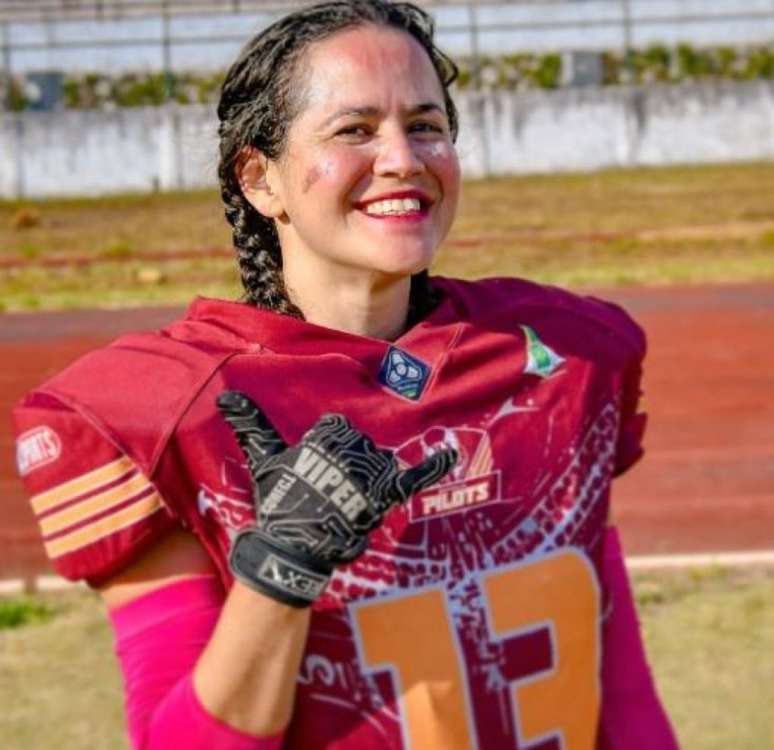 Arquivo pessoal -Raquel Araujo é presidente e wide receiver do Brasília Pilots