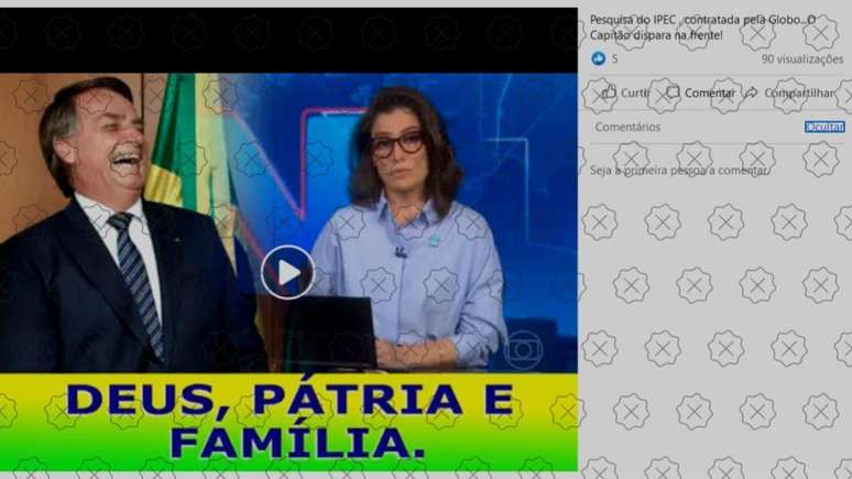 Vídeo edita reportagem do Jornal Nacional para inverter posição de Bolsonaro e Lula na última pesquisa do Ipec