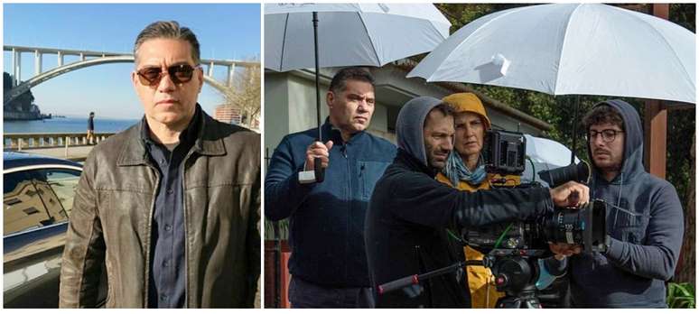 O produtor Marcio Rosario em Portugal, onde mora atualmente, e acompanhando uma filmagem