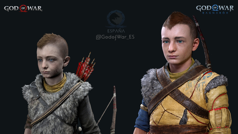 Espichou! Confira comparação dos visuais de God of War (2018) e God of War Ragnarok. (Imagem: Reprodução/Instagram/@GodofWar_Es)