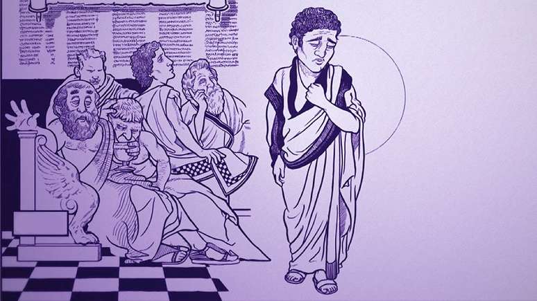 '&Eacute; preciso primeiro aprender a natureza humana e suas modifica&ccedil;&otilde;es. Nossa antiga natureza n&atilde;o era a mesma de agora', come&ccedil;ou Arist&oacute;fanes em seu discurso sobre o amor