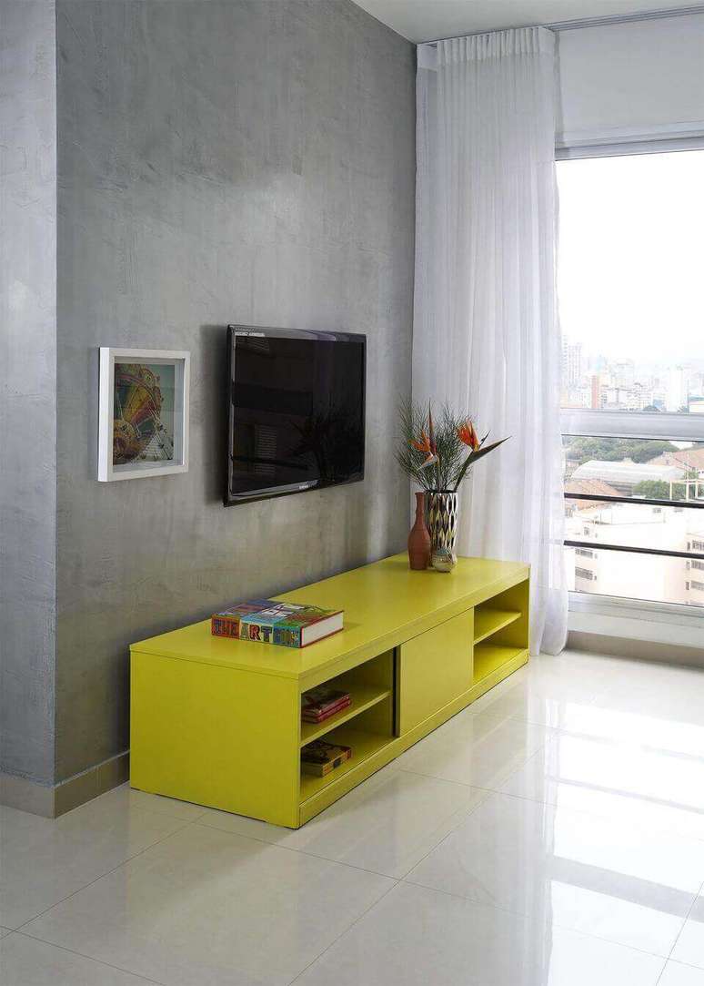 16. A cor amarela pode tamb&eacute;m estar em m&oacute;veis grandes. Projeto de Buji Decora&ccedil;&atilde;o Reuso