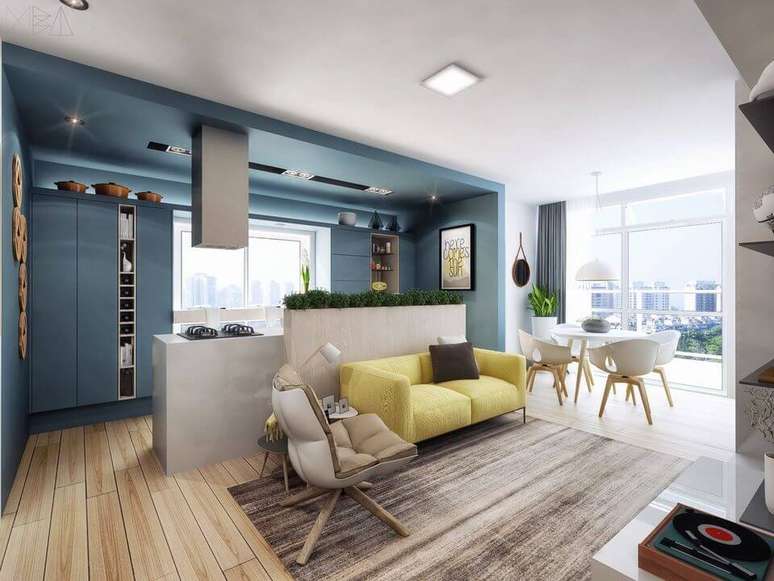 30. A cor amarela faz a diferen&ccedil;a mesmo se estiver em apenas um elemento do c&ocirc;modo. Projeto de Ub&aacute; Arquitetura