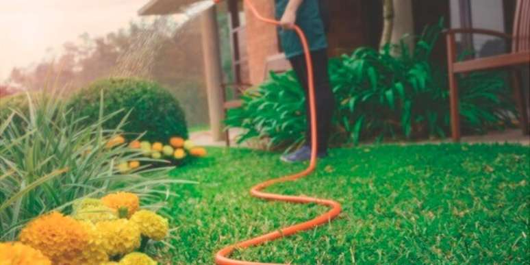 28- A mangueira &eacute; uma &oacute;tima op&ccedil;&atilde;o para regar jardins grandes. Fonte: Conecta FG