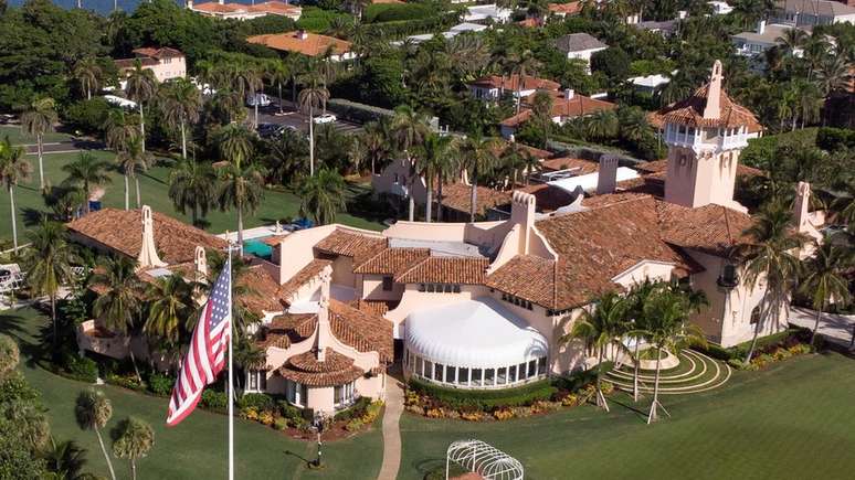 Uma vista aérea da casa do ex-presidente dos EUA, Donald Trump, em Mar-a-Lago, na Flórida (EUA)