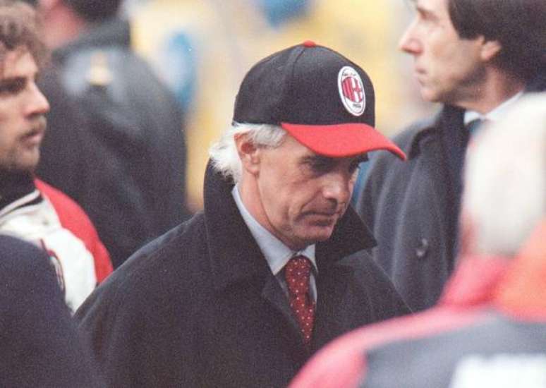 Arrigo Sacchi durante sua passagem pela equipe do Milan