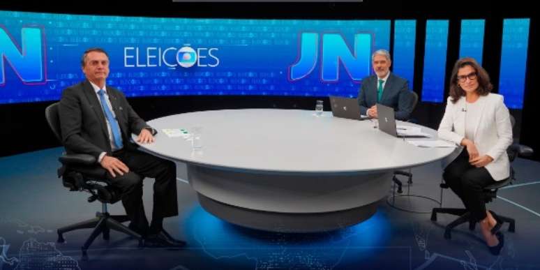 A entrevista de Bolsonaro foi realizada em cenário especial nos Estúdios Globo, no Rio