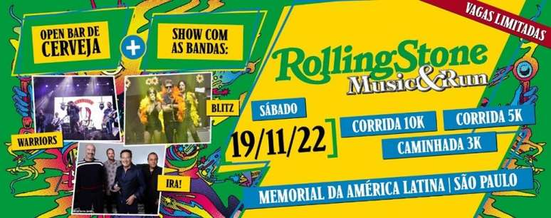 A 11ª edição do Rolling Stone Music &amp; Run, no dia 11 de novembro, em São Paulo, está com inscrições abertas. (Divulgação)