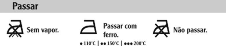 Se quiser saber como passar uma peça, olhe para os símbolos de ferro 