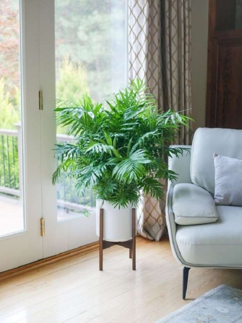 20. Cachepot para plantas com suporte de madeira – Foto Homes Fornh