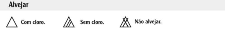 Os símbolos nas etiquetas em formato de triângulo estão ligados ao alvejamento 