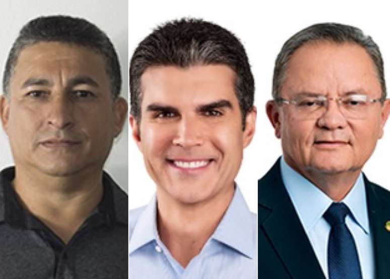Candidatos ao governo do Pará Cléber Rabelo (PSTU), Helder Barbalho (MDB) e Zequinha Marinho (PL)
