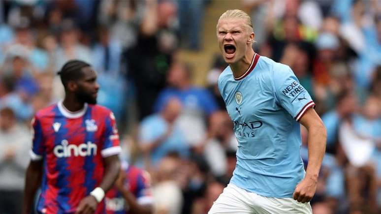 Haaland marca três gols e garante vitória do Manchester City na Premier League (Foto: AFP)