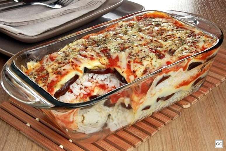 Arroz de berinjela &agrave; parmegiana | Foto: Guia da Cozinha