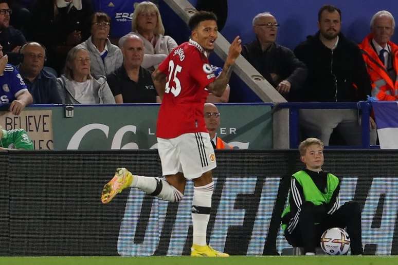 Jadon Sancho faz bom início de temporada pelo Manchester United (Foto: GEOFF CADDICK / AFP)