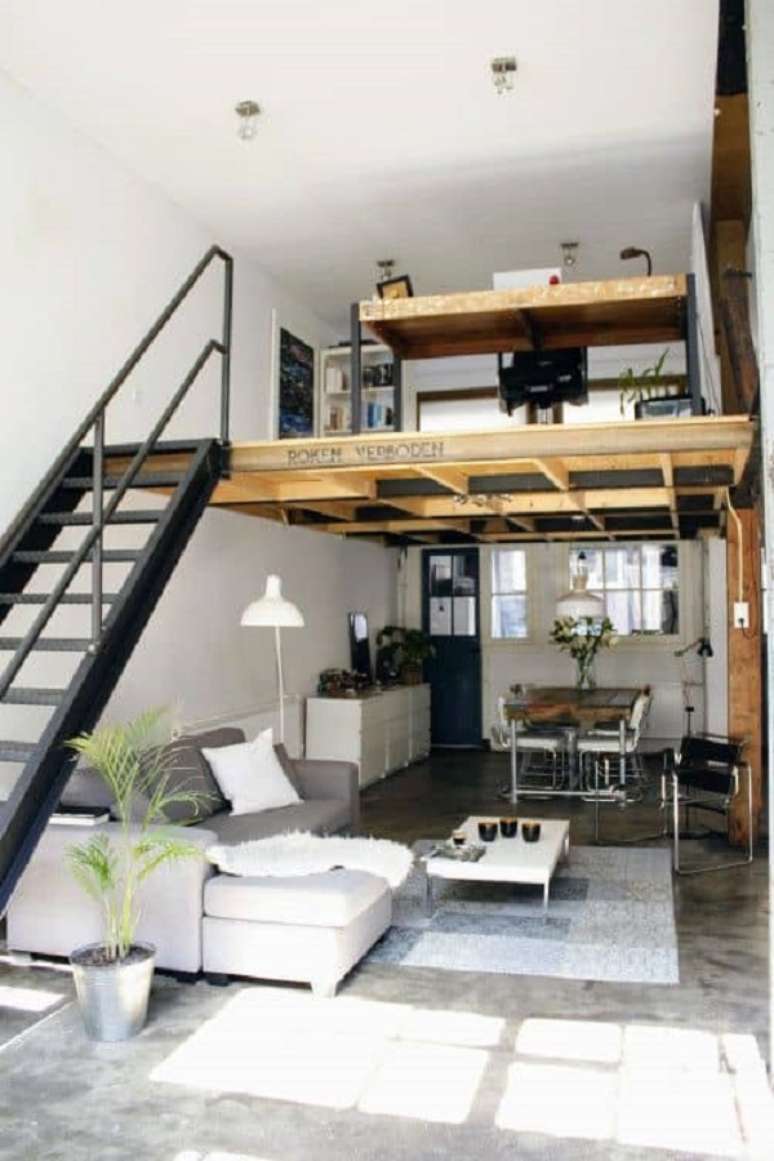 35. Loft pequeno com piso de cimento queimado &ndash; Foto Casa e Constru&ccedil;&atilde;o