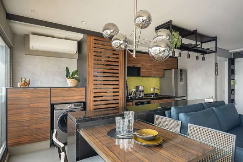 77. Cozinha planejada com bancada simples no conceito aberto &ndash; Foto Palladino Arquitetura