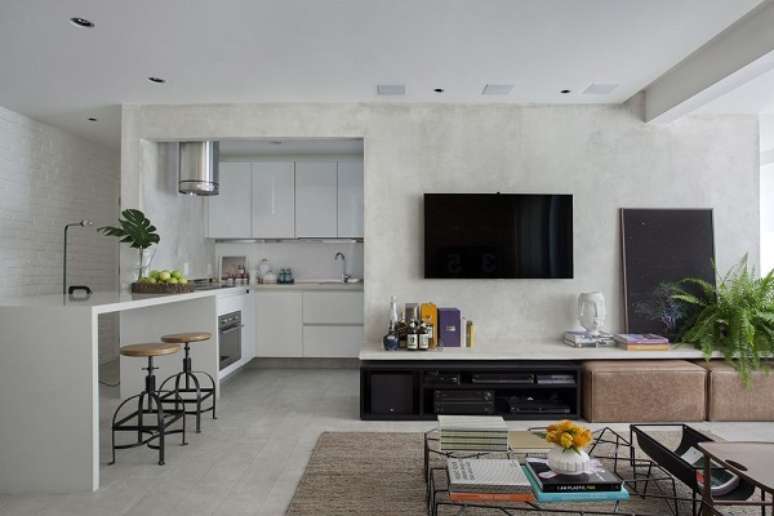 79. Decora&ccedil;&atilde;o clean de loft pequeno estilo industrial &ndash; Foto Studio RoCa