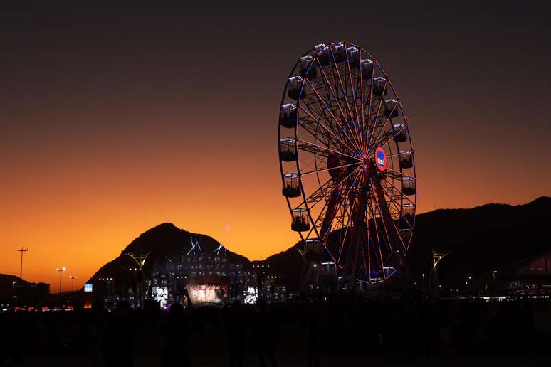 Pôr do Sol do primeiro dia do Rock in Rio 2022 realizado no Parque Olímpico da Barra da Tijuca no Rio de Janeiro