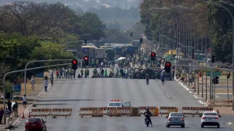 Manifestantes pró-Bolsonaro durante ato de 7 de setembro de 2021