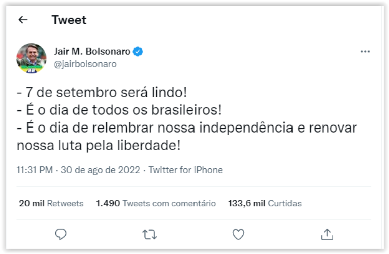 Convocação do presidente ao 7 de setembro/Reprodução