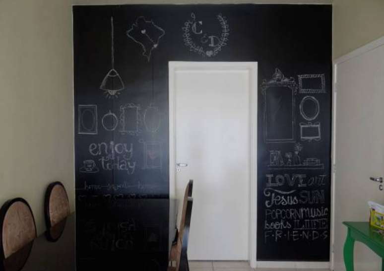 5. Paredes decoradas com tinta de lousa. Fonte: Madeira Madeira