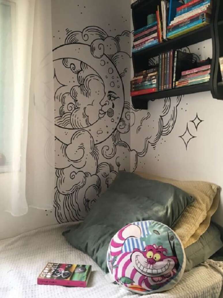 Pin de Má Ninja em quarto top  Idéias de pintura de parede, Desenhos na  parede, Ideias de pintura para quarto